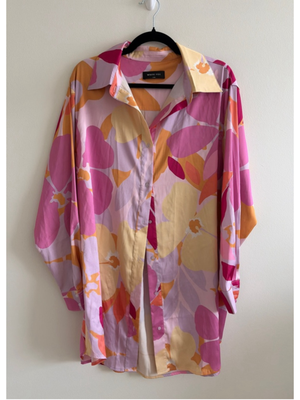 Women's WHITE FOX Button Down Shirt S Pink Orange Floral